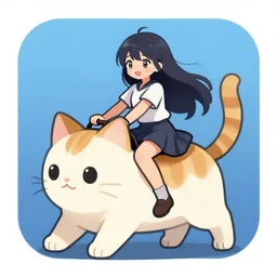 Icon for a video game where you play as an anime girl riding a giant cat