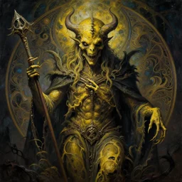 a lovecraftian painting of the madness of the yellow king, cosmic horror elements, ultra realistic, concept art, intricate details, eerie, highly detailed, photorealistic, octane render, 8 k, unreal engine. art by artgerm and greg rutkowski and alphonse mucha