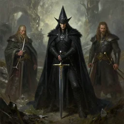 concept art mood painting environment painting witch king of angmar wielding black sword lord of the rings. style of, ryan church, jon mccoy, george hull, painting