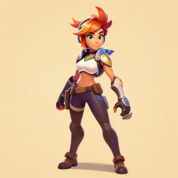portrait of Tracer from Overwatch, digital concept art, professional, digital art, 2d, stylized, beautiful, colorful, clean and simple, warm lighting, Krita, Artstation, Pinterest