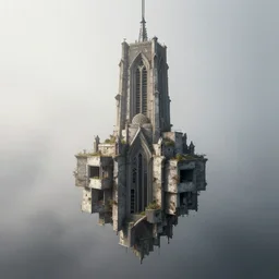 church of suspension, hyper realism, brutalism, octane render, volumetric light, foggy