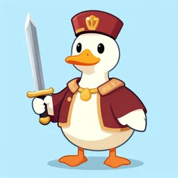 royal portrait of a dictator duck holding a sword, flat art, award winning art, nft - style art, cartoon, detailed