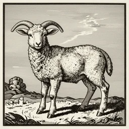 a mid - nineteenth century engraving of a lamb by laszlo moholy - nagy, behance, wiccan, woodcut