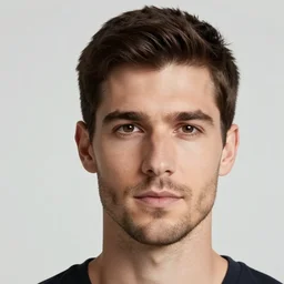 a man with dark brown short hair and a stubble, photoshoot
