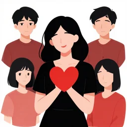 illustration for a woman in love wish card, clean cel shaded vector art. shutterstock. behance hd by lois van baarle, artgerm, helen huang, by makoto shinkai and ilya kuvshinov, rossdraws, illustration, art by ilya kuv, black and red