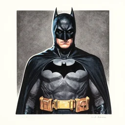 Painting of a batman dark knight by Christopher Nolan risograph