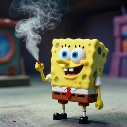 photo of spongebob vaping in mos eisley, cinestill 8 0 0 t, 8 5 mm f / 1. 8, bokeh, cinematic