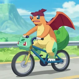 bulbasaur + bike, pokemon,