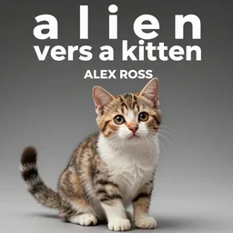 comic book cover for'alien vs a kitten ', art by alex ross