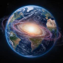 a god the size of a galaxy watching over earth, stunning digital art