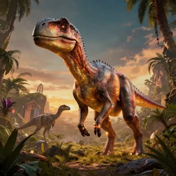 photorealistic cinematic land before time scene. hyperdetailed photorealism, 1 0 8 megapixels, amazing depth, high resolution, 3 d shading, 3 d finalrender, 3 d cinematic lighting, glowing rich colors, powerful imagery, artstation concept art.