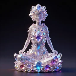 a statue made of crystal gems, retrowave art, digital art