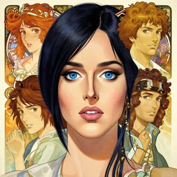 intricately detailed vfx portrait of katie perry by eiichiro oda!, makoto shinkai, alphonse mucha, art by artgerm and greg rutkowski!, blue eyes!!, large aquiline nose!!, best of behance, concept art, matte, sharp focus, adolphe bouguereau, annie leibovitz, stanley kubrick,