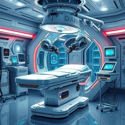 hyperdetailed concept art, highly integrated futuristic automatic surgical unit, single glass chamber medical bed, robot arms, meka robotics, cybernetic symbiosis thick bifurcated robotic cnc surgical hybrid mri 3 d printer machine, in cyberpunk biochemical lab, scifi, highly detailed, vibrant, digital painting, artstation, concept art, rtx, by artgerm and alphonse mucha