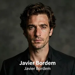 front view photographic portrait of javier bordem, as picasso, cinematic
