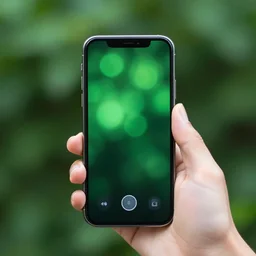 phone with green bokeh in the background