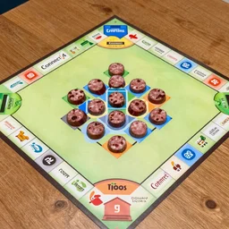 the board game connect 4 but with slices of sausage
