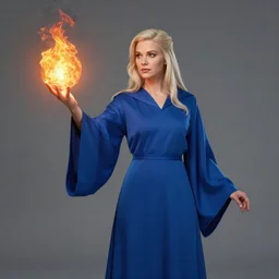 Who : a mage with a blue robe casting a fire ball; Physical : Beverly Paige exact same body ; IMPORTANT : Hearthstone official splash art, award winning, trending in category \'hyperdetailed\'