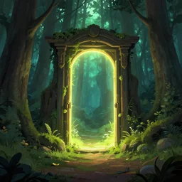 highly detailed environment concept alt art doorway glowing portal in the forest finely detailed illustration animation key frame