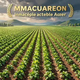 immaculate rows of crops, distant hills in the background, digital 2d fantasy art