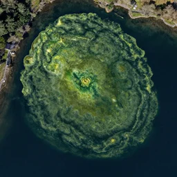 satellite image of lake windermere, algal bloom
