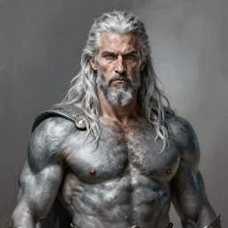painted portrait of rugged odin, god of war, nordic god, white hair, masculine, mature, handsome, upper body, grey and silver, muscular, hairy torso, fantasy, intricate, muscular, elegant, highly detailed, digital painting, artstation, concept art, smooth, sharp focus, illustration, art by gaston bussiere and alphonse mucha