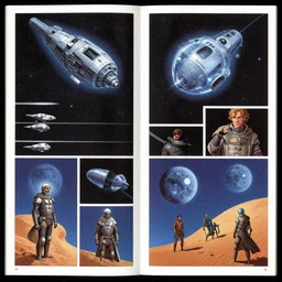 jodorowsky's dune moebius cryogenic tears of hyperspace loneliness spaceships photorealistic graphic novel layout by michael komarck, greg rutkowski, victo ngai, artgerm, willem claesz heda and j. dickenson roger deakins