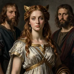 half - length portrait of beautiful witch circe in the odyssey, art by piero della francesca, giotto, leonardo da vinci