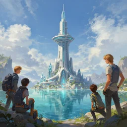A beautiful digital painting of a science fiction tower, crystal lake, by Stanley Artgerm Lau,  Rossdraws, James Jean, gerald brom, Andrei Riabovitchev, Marc Simonetti, and Sakimichan, trending on artstation