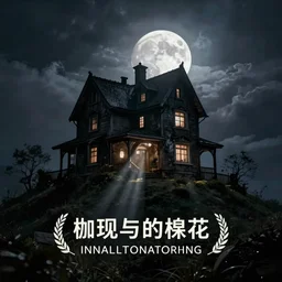 A creepy dark big house on the top of a hill, dramatic moonlight scene. Cinematic god ray tracing