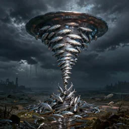 tornado made of fishes