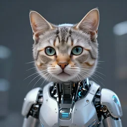 a hyper realistic futuristic cyborg cat in 8 k