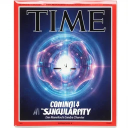 TIME magazine cover, the coming AI singularity, by Dan Mumford and Sandra Chevrier, 4k, 8k