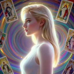 side portrait, imogen poots paladin, gloomhaven, soft, smooth, luminescent, art nouveau tarot, backlit glow, colorful swirly ripples, gaudy colors, vogue, aesthetic octane render, unreal engine, 8 k, by greg rutkowski, jesper ejsing, rhads, ilya kuvshinov, cushart krenz