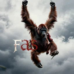 orangutan descending from heaven, in the style of deathspell omega's fas album cover