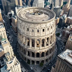 aerial photo of the Collosal Titan walking on Manhattan