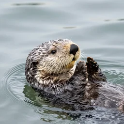 a close up of a sea otter swimming in the water, a stock photo by daren bader, shutterstock contest winner, furry art, uhd image, creative commons attribution, associated press photo