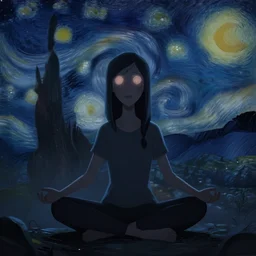 dead by daylight killer meditating, spiritual, starry night sky above, character portrait, digital art