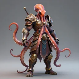 full body frontview portrait of warrior wearing octopus armour, character, designed in blender, 4 k hd, octane render, intricate and highly detailed, coloured with lots of colour, cinematic, posing, cinematic, trending on artstation