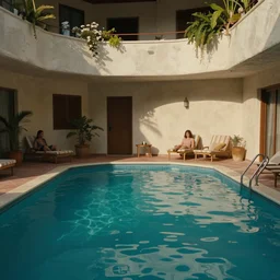 a motel swimming pool from a music video by lana del rey