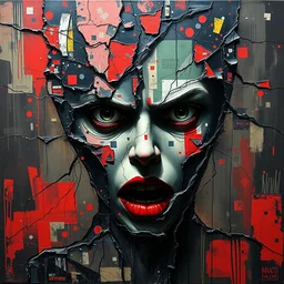 a brittle, anxious, nonlinear and incomprehensible world. grunge abstract painting by artgerm and malevich. trending on artstation