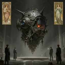 detailed concept art of an ominous floating object in an empty room, artstation, award - winning realistic concept art by jim burns and greg rutkowski, beksinski, a sci - fi concept art masterpiece, james gilleard, bruegel, alphonse mucha, and yoshitaka amano.