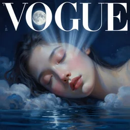 sci - fi, close - up, 3 d, moon rays, night, sleepy fashion model face, cinematic, clouds, moon rays, vogue cover style, poster art, blue mood, realistic painting, intricate oil painting, high detail illustration, figurative art, multiple exposure, water, 3 d, by tooth wu and wlop and beeple and greg rutkowski
