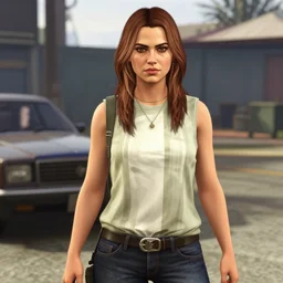 Cara Delevingne as a GTA V NPC, in game capture. 3D Render