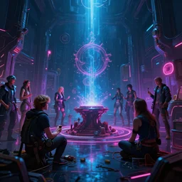 photo environement cyberpunk magic ritual place : 4, 4 k rtx hdr volume light concept studio matte painting environement digital illustration style cyberpunk 2 0 7 7 artstation artur tarnowski, mihai muscan, marcin tomalak, marta leydy, marcin stepien, charlotte hughes, zuzanna dabrowa neon bioluminiscence