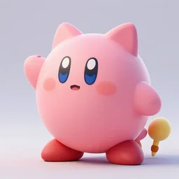 Kirby as Pusheen the cat as a pokemon, cute, 3d render, octane render