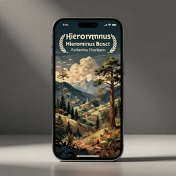 A smartphone designed by Hieronymus Bosch. Professional product photo