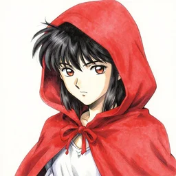 portrait of evil little red riding hood , pen and ink, intricate line drawings, by Yoshitaka Amano, Ruan Jia, Kentaro Miura, Artgerm, watercolor