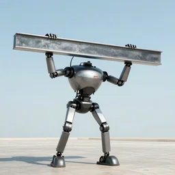 big ant robot carries a steel beam,