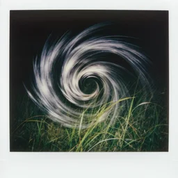 vivid washes of color. contrast of light and dark. cinematic spangled cosmic polaroid. It is dark all around. The wind and light making dramatic whorls and spiral patterns of shadow and light in the grass. blinding silver, viridescent, at play. spangled night time photography.